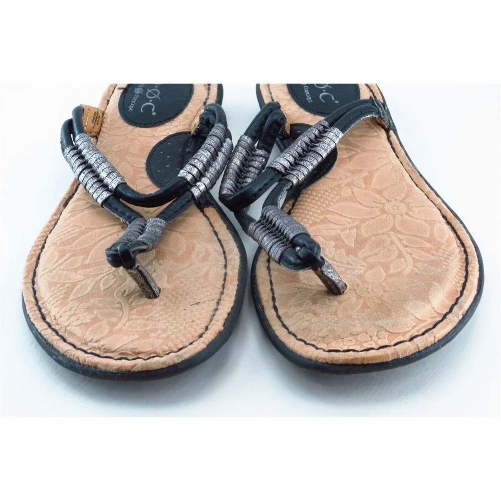 Born‎ Concept T-Strap Sandals Black Synthetic Women Shoes Size 6 Medium
